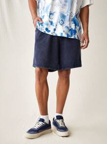 Manfinity VCAY Men's Casual Knitted Casual Shorts With Letter Print Pockets