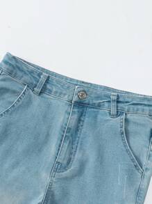 Tween Boy Fashionable Workwear Style Conical Jeans - Light Wash - View 3