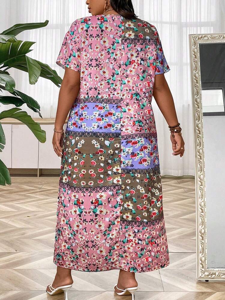 Fashionable Plus Size Women's Summer Printed Casual Dress