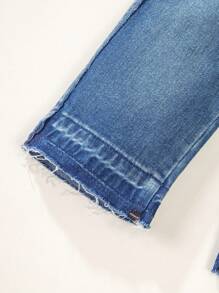 Baby Girl New Casual Fashion Retro Washed Denim Shorts - Dark Wash - View 5