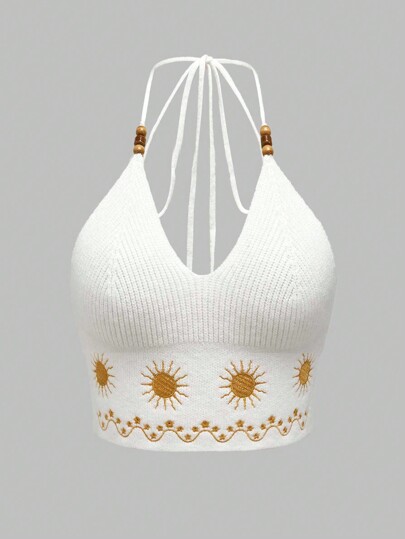 Hippie Women's Simple Knitted Pattern Neck Tie Scarf For Daily Wear