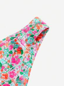 SHEIN Swim Women's Summer Beach Ditsy Floral Sexy Bikini Set - Multicolor - View 4