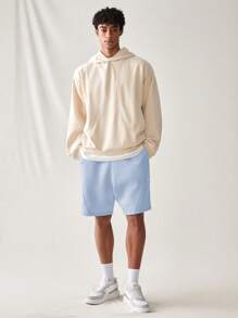 Manfinity VCAY 男款束口腰帶休閒寬松針織短褲，附帶口袋 - 藍色 - 查看 5