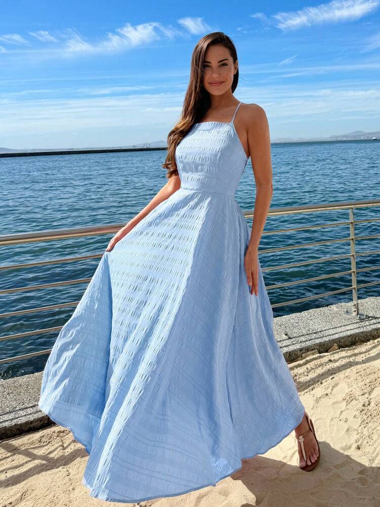 Women's Summer Plain Sleeveless Spaghetti Strap Vacation Dress
