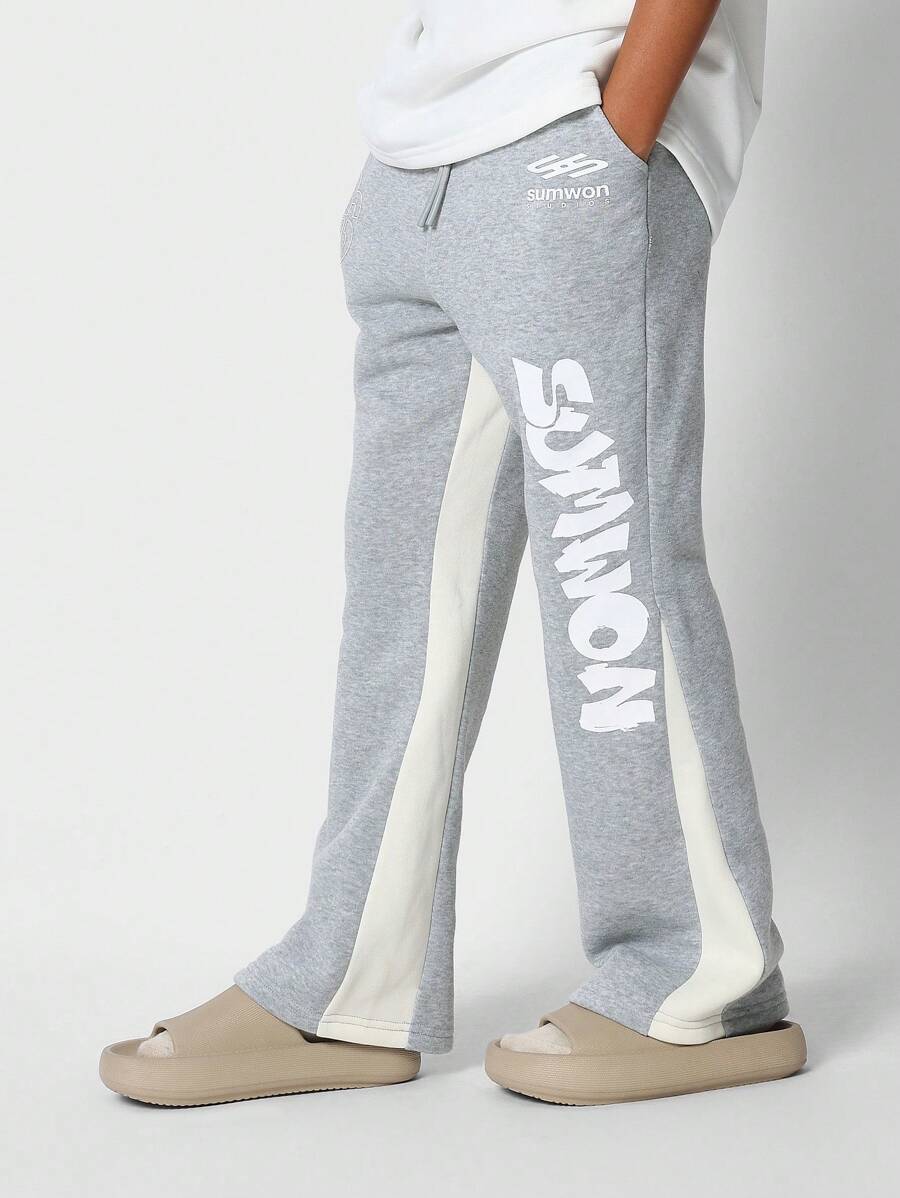 SUMWON Sumwon Athletic Jogger Pants Side Stripe Panel Loose Fit Drawstring Waist Loungewear Casual Sports Athleisure Streetwear Fall Winter