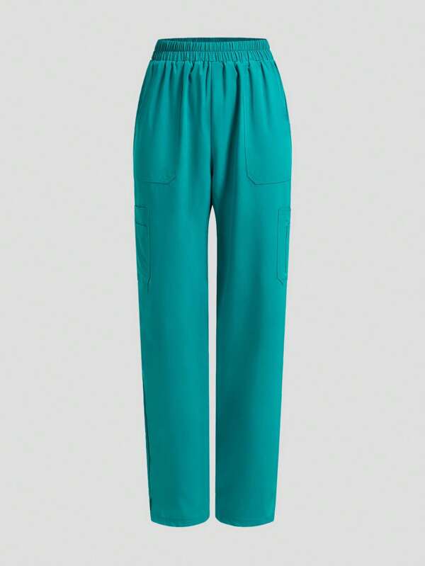 TaskEZ Casual Solid Color  Uniform Pants With Multiple Pockets, Scrub Bottom