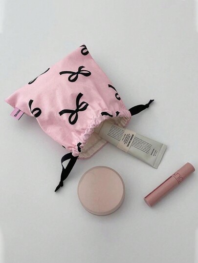 Kawaii Minibolso rosa con cordón, diseño coreano INS, con forma de mariposa. Ideal como neceser, bolso pequeño, organizador de joyas y papelería. Fácil de llevar.