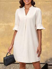 SHEIN Clasi Trang phục hàng ngày đơn giản màu trơn cho nữ - Màu be - Xem 1