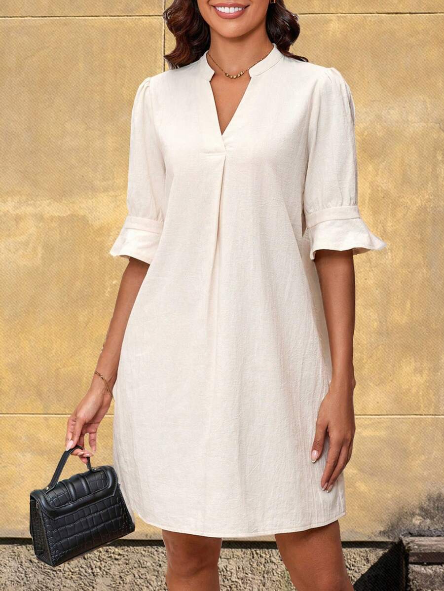 SHEIN Clasi Trang phục hàng ngày đơn giản màu trơn cho nữ - Màu be - Xem 1