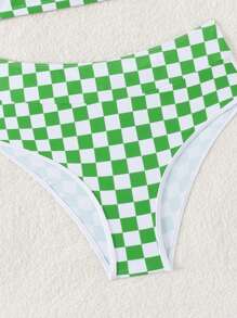 SHEIN Swim Ladies' Summer Beach Gingham Print Casual Bikini Set With Floral Print (Random Pattern) - Multicolor - View 5