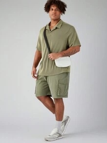 Manfinity NXTstreet 2pcs/Set Men's Plus Size Casual Casual Polo Suit