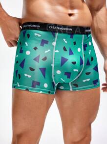 Men's 4pcs Full Print Letter Woven Boxer Shorts Set - Multicolor - View 5