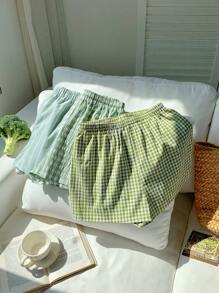 Comfortcana 大码格子休闲短裤，夏季