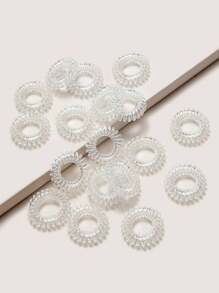 18 Stück transparente Spiral-Haargummis, hohe Elastizität, keine Haarschäden, lässige Haargummis für Pferdeschwänze, Haargummis, Haargummis, Scrunchies, Haarseile, Haarzubehör, Haaraccessoires, Gummibänder - Weiss - Übersicht 2