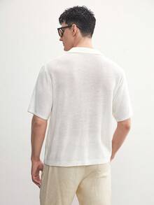 GENTILAND Áo thun dệt kim co giãn cổ polo màu trơn dành cho nam, mùa hè, dáng ôm vừa vặn - trắng - Xem 6