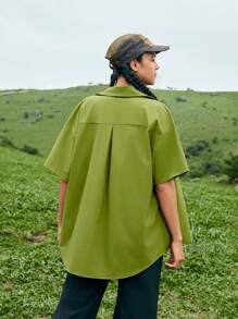 In My Nature Camicia casual da donna a maniche corte senza fantasia per uso esterno