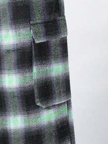 Tween Boy Elastic Waist Loose Fit Casual Plaid Cargo Pants