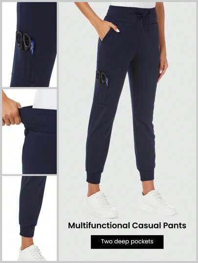 TaskEZ Pantalones uniformes sencillos de un solo color para uso diario