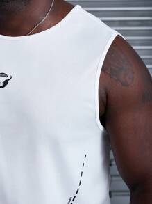 Manfinity Sport Corelite Men's Plus Size Sports Top With Printed Graphics And Wide Straps