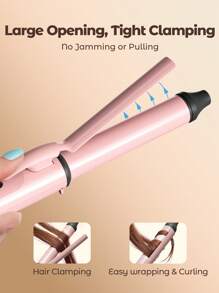 Teckwe 25 毫米粉色卷发器，2 级温度快速加热适合家庭和旅行 - 英国插头 - 粉色 - 查看 6