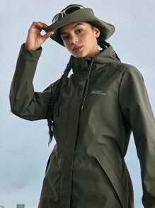 In My Nature Capa de chuva feminina elegante com cordão e manga comprida para exterior - Verde de Exercício - Ver 6