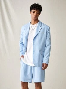 Manfinity VCAY Woven Casual Suit Shorts Set - Dusty Blue - View 4