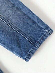 Young Boy Washed Letter Graphic Street Style Wide-Leg Jeans - Medium Wash - View 3