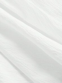 SHEIN MOD 白色裝飾性皺邊短袖抽繩背心 - 白色 - 查看 4