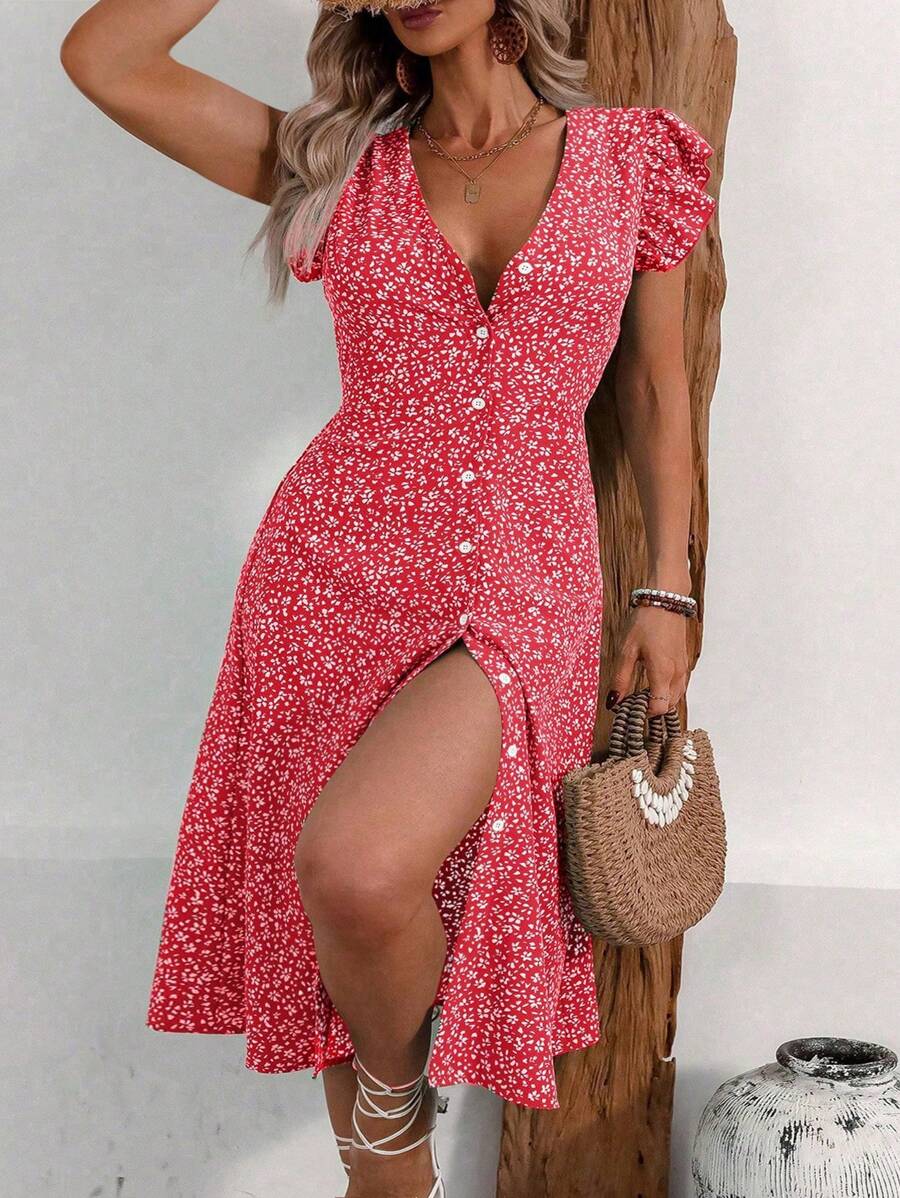 SHEIN Clasi Plus Size Women's Casual Printed Simple Daily Dress (Random ...