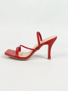 Women's Red Square Toe Thin Heel High Heel Sandals, Open Toe Sexy Party Fashion Minimalist Comfortable High-Heeled Shoes, Comfortable And Easy-To-Wear High-Heeled Shoes Improve Height And Elongate Legs, Women's Summer Sandals Valentines