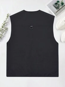 Colete Casual Masculino de Vários Bolsos para Uso ao Ar Livre, Fashion