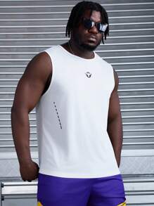 Manfinity Sport Corelite Men's Plus Size Sports Top With Printed Graphics And Wide Straps