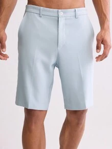 Forever 21 男裝夏季休閒簡約斜口口袋短褲 - 霧霾藍 - 查看 1