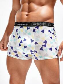Men's 4pcs Full Print Letter Woven Boxer Shorts Set - Multicolor - View 6