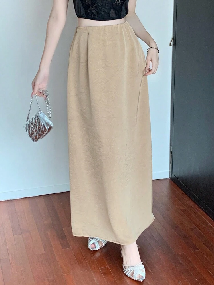 Women's Solid Color Long Casual A-Line Skirt Fall Skirts