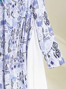 Al Najma Ladies' Printed Simple Every Day Abaya With Arab Design - Multicolor - View 4