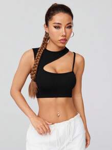 Gameset SHEIN Sport Women's Slim Fit Hollow Out Cut Crop Sport Tank Top For Summer