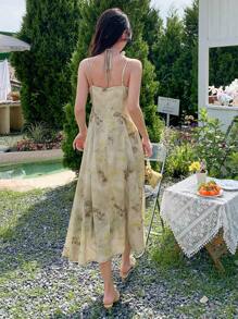 DAZY Tie-Dye Women's Summer Cami Dress With Back Tie Cruise Women Outfits Sundress Floral Maxi Dress - Multicolor - View 6