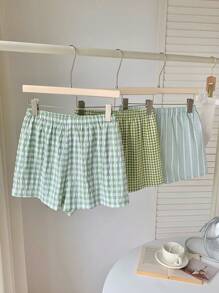 Comfortcana 大码格子休闲短裤，夏季