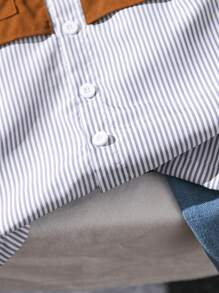 SHEIN 男童休闲拼色条纹夹克，春夏