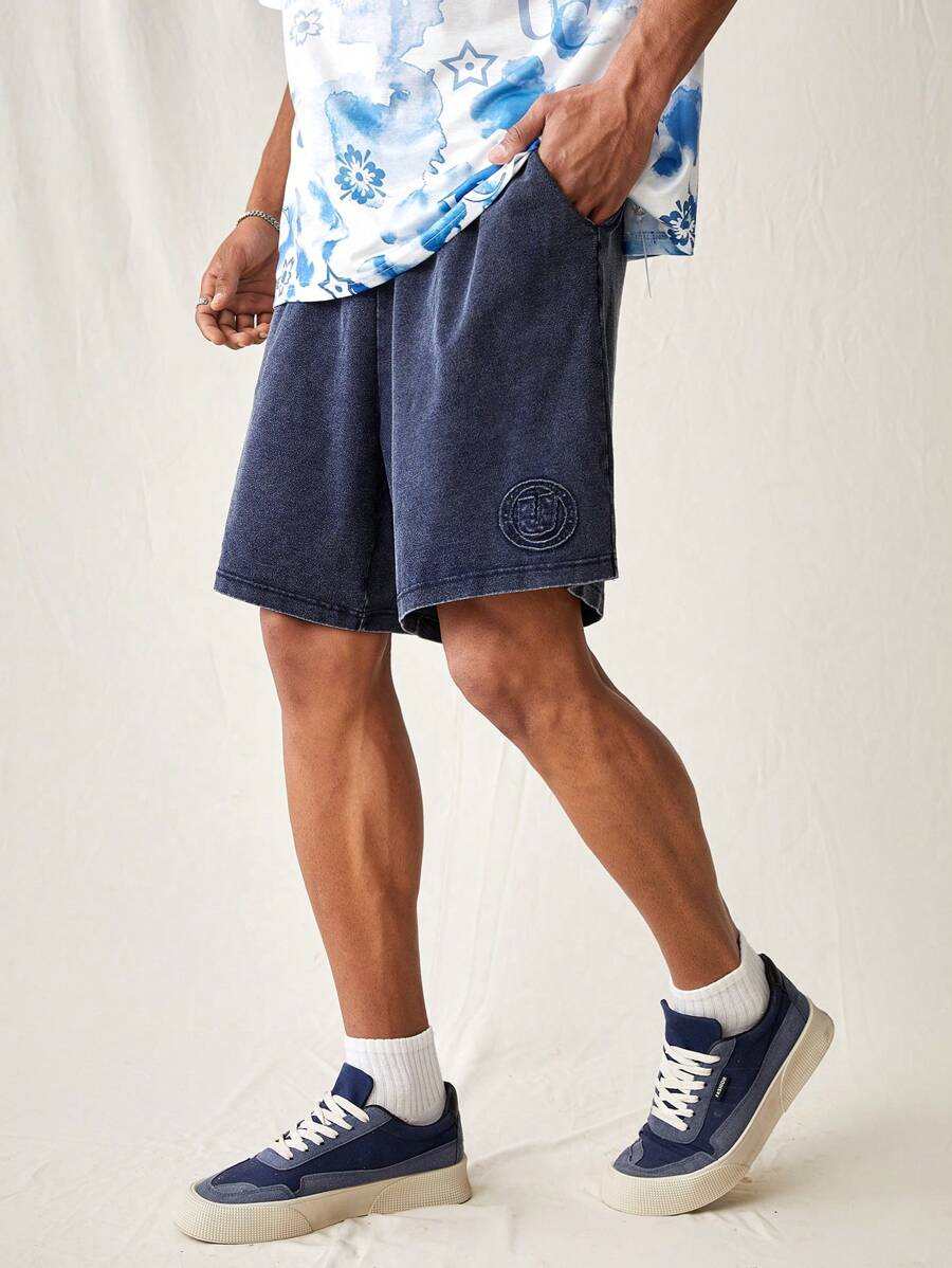 Manfinity VCAY Men's Casual Knitted Casual Shorts With Letter Print Pockets