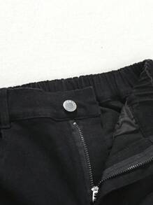 Jeans rasgados casuales de moda callejera para niño preadolescente con bordado de palmeras y colores variados