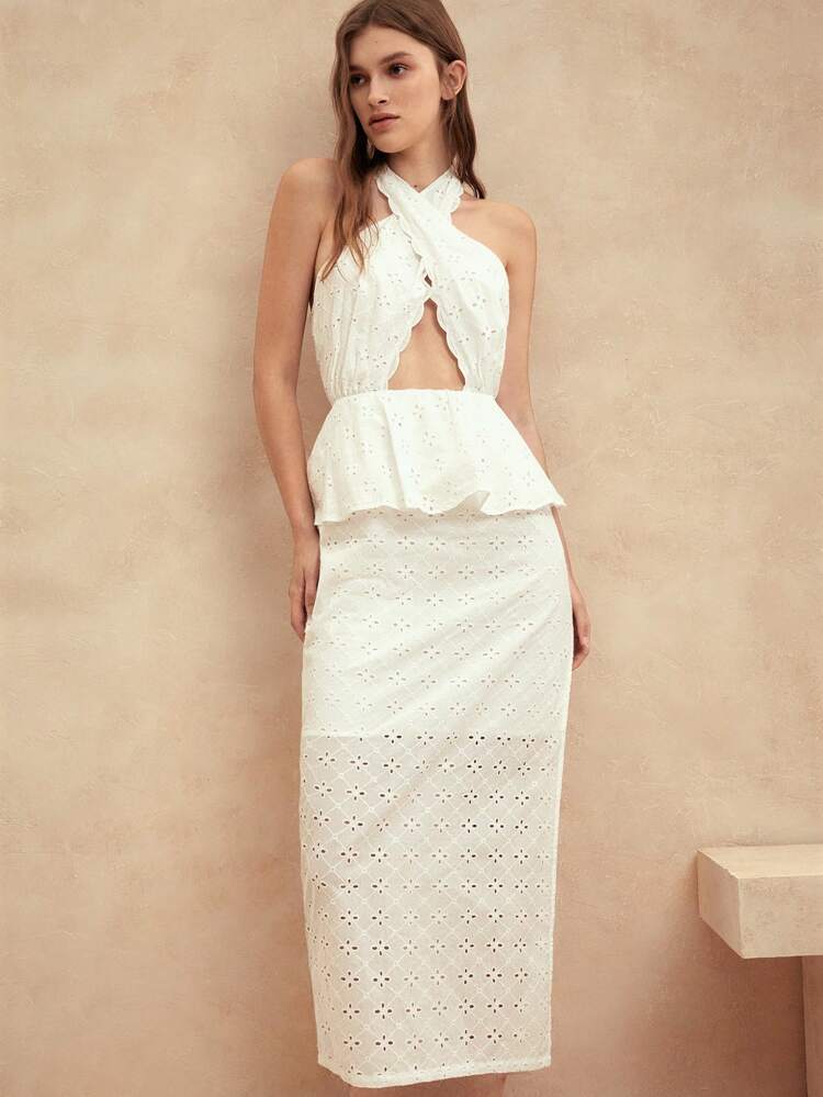 Summer White Banquet Style Halter Neck Sexy Women's Dress