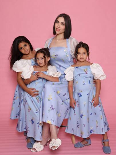 Modelyn 女士随机印花简约风格阿拉伯日常连衣裙长款晚礼服