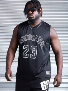 Gym Rark Men's Plus Size Summer Casual Letter & Number Printed Sports Tank Top - Black - View 6