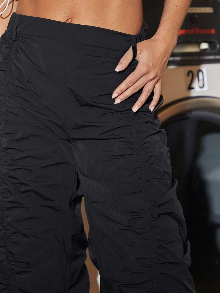 Women's Solid Color Pleated Straight Wide Leg Casual Pants