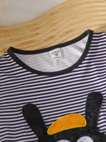 SHEIN Casual gestreepte tweedelige outfit voor jong meisje