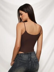 Easithlete Women's Hollow Out Cross Strap Sports Bodysuit - Camel - View 5