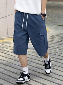 Claim Dot 男士束腰休閒合身口袋裝運動短褲 - 藏蓝色 - 查看 5