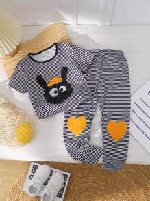 SHEIN Casual gestreepte tweedelige outfit voor jong meisje